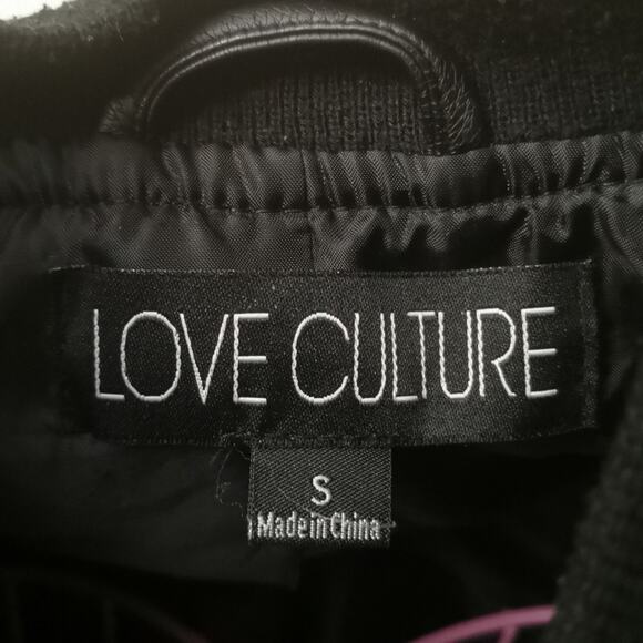 Love Culture Black Wool Moto Jacket Faux Leather S Wednesday Dark Academia Biker - Picture 11 of 13